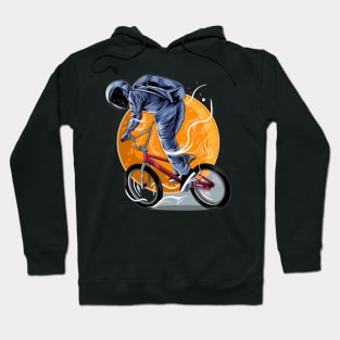 Astronaut riding bmx vector illustration artwork with moon isolated light color design Hoodie